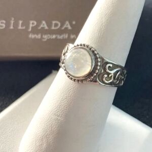 Rare Silpada 925 Sterling Silver Celestial Moonstone Ring